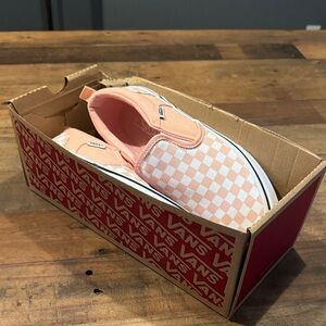Vans Kids Peach Checkered Slip-On Sneakers